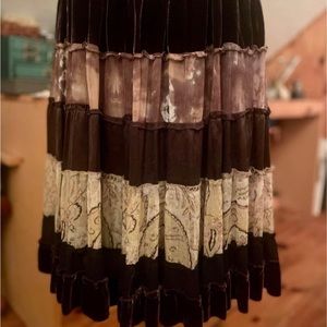 Designer high end silk BCBG Maz Azria layered boho artsy skirt size small